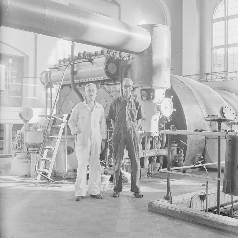 Photographic negatives and prints of Ultimo Powerhouse, by David Lee, about 1960